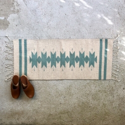 Tapis Etroit Ecru/Bleu Glacier
