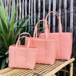 Cabas scoubidou Vieux Rose